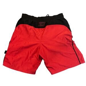 Nike Men's Red Liner Pockets Mid Rise Elastic Waist Swim Trunks Short Small
